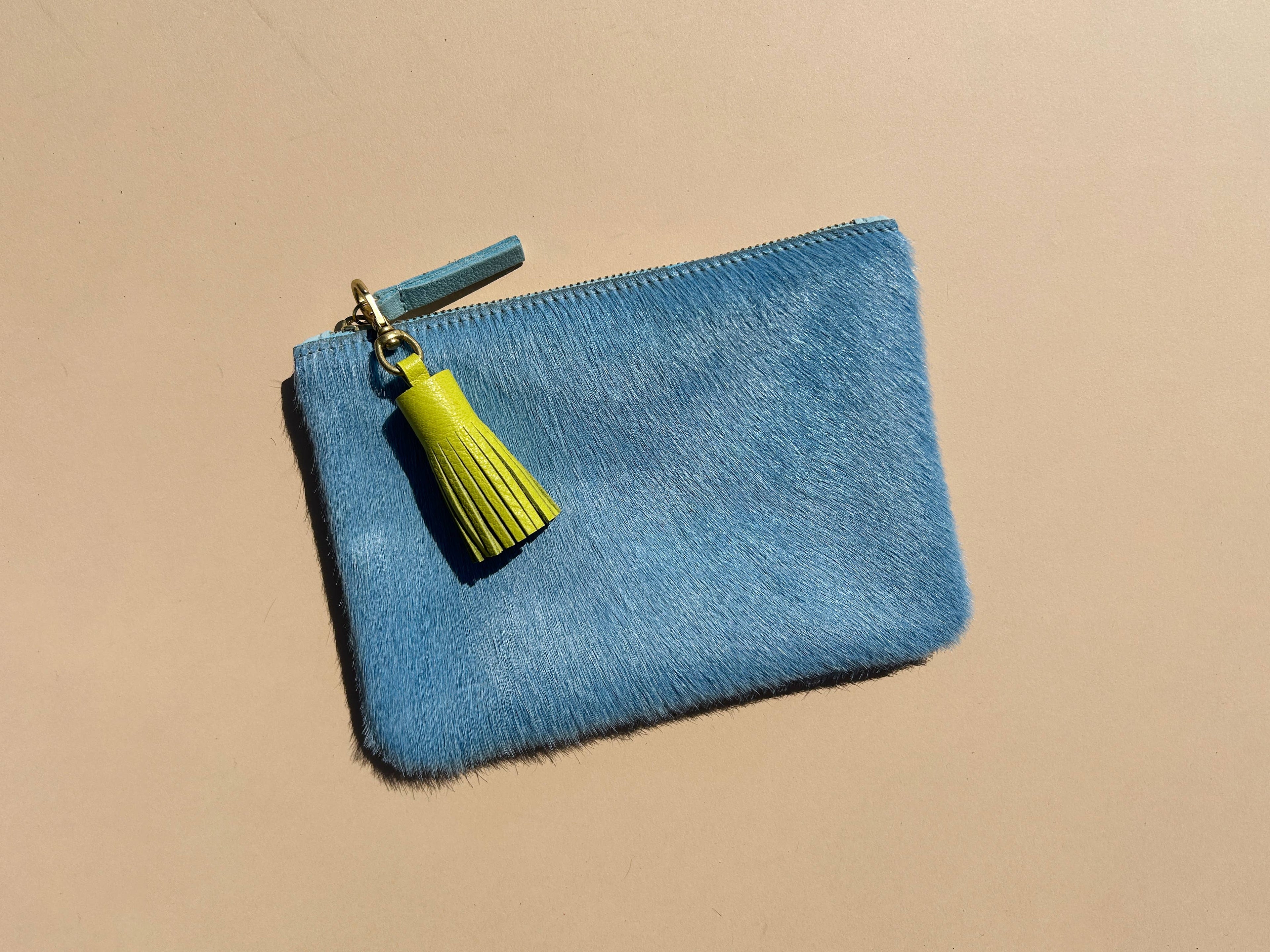 Tassel Keychain - chartreuse leather