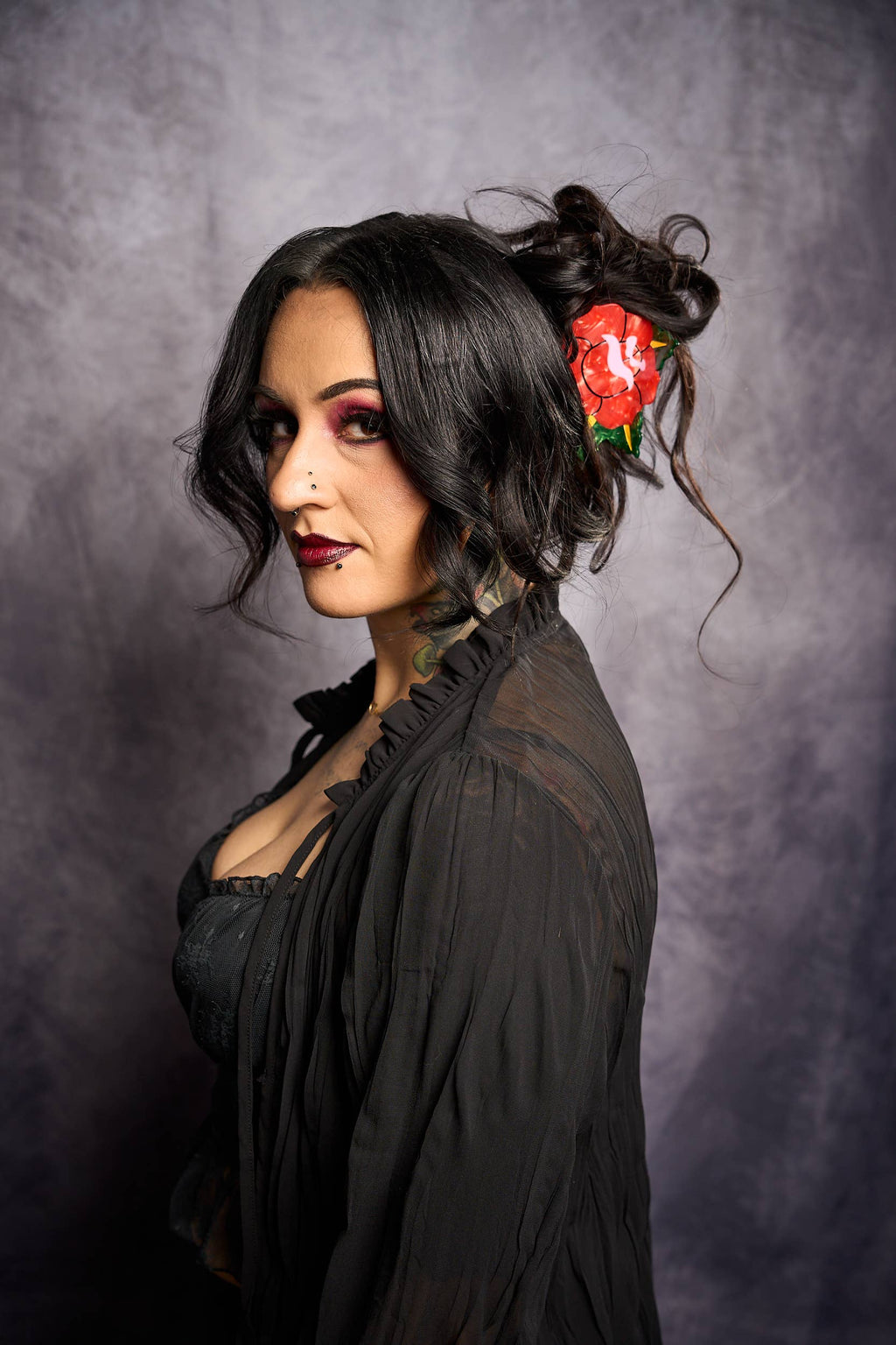 Traditional Rose Tattoo Hair Claw