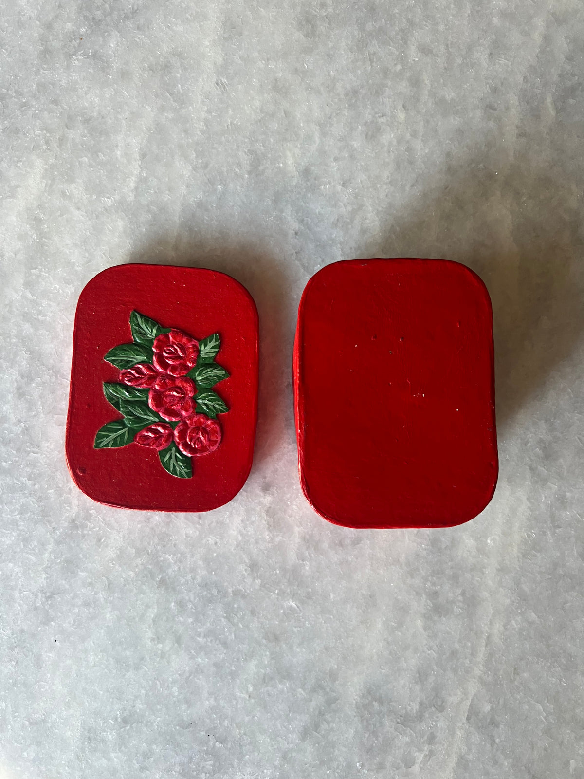 Vintage Hand-Painted Rose Trinket Box