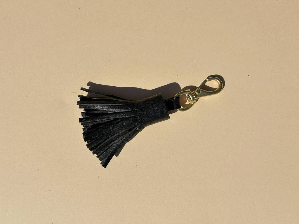 Tassel Keychain - black leather