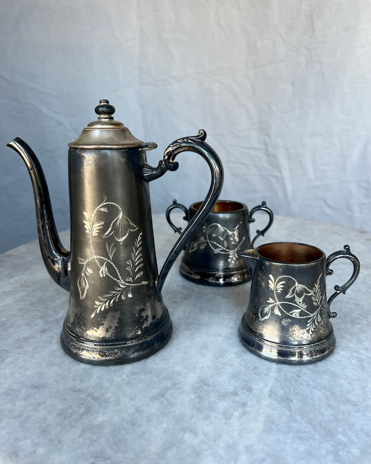 Vintage Etched Tea Set