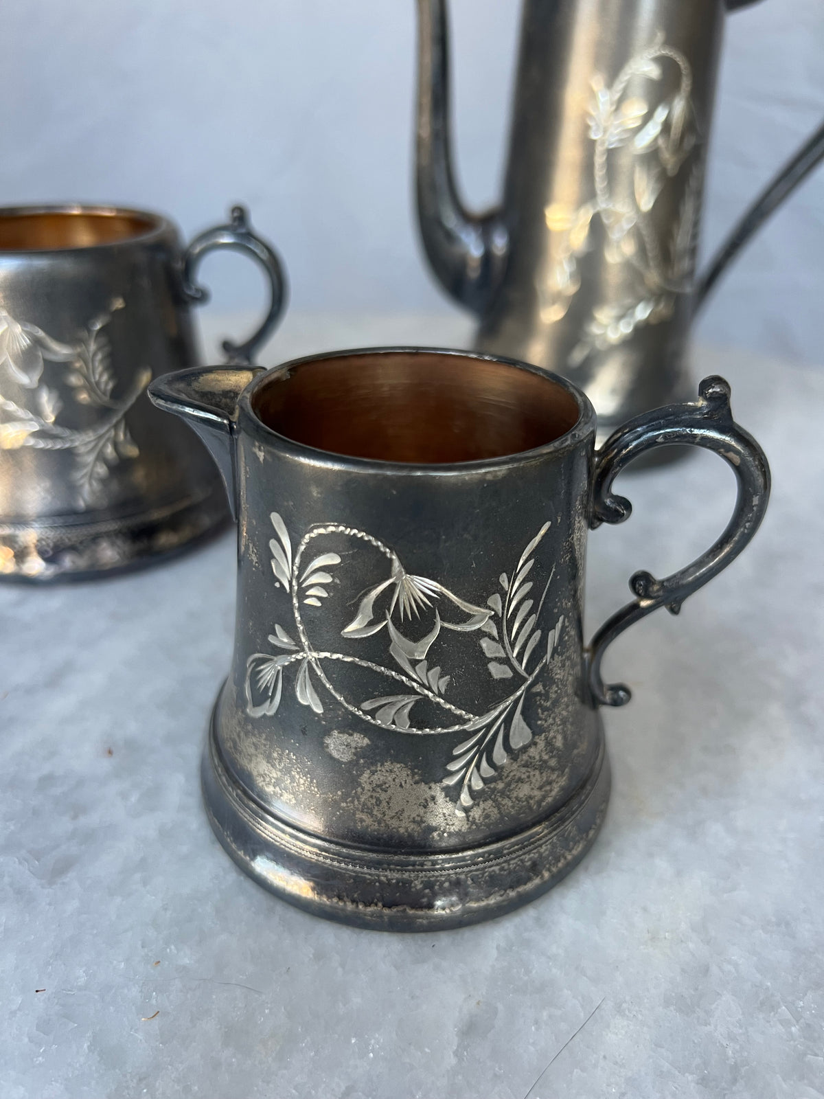 Vintage Etched Tea Set