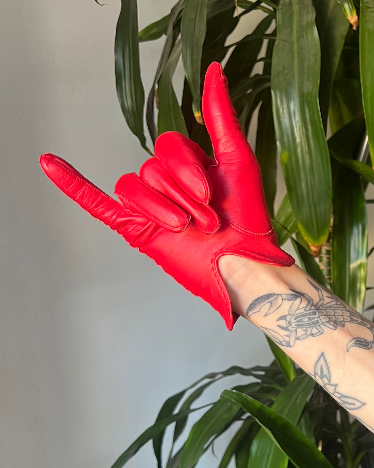 Vintage Red Leather Gloves