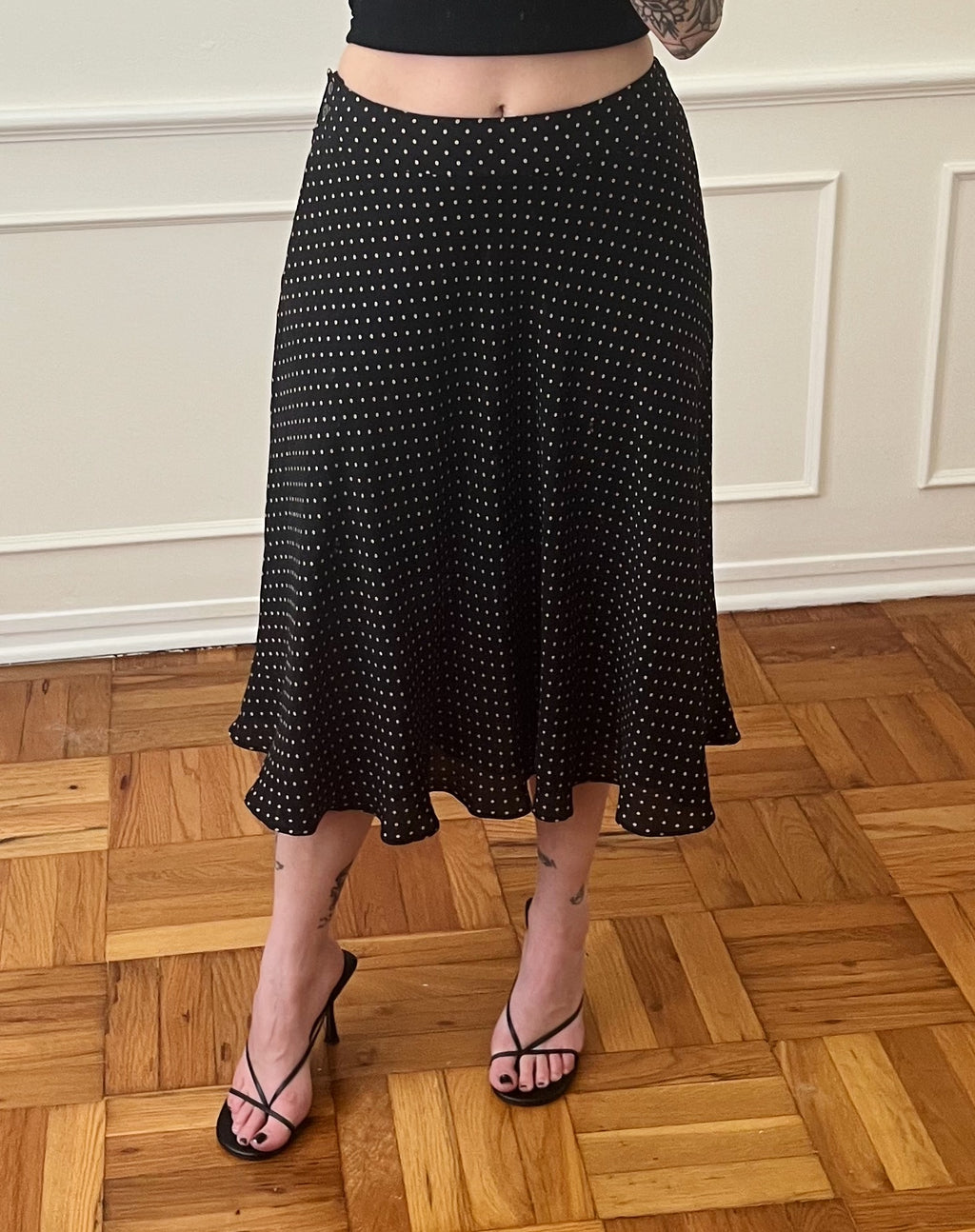 Vintage Polka Dot Midi Skirt