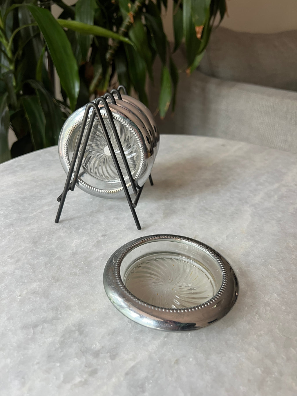 Vintage Glass Coaster Set