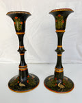 Vintage Folk Art Candlestick Holders