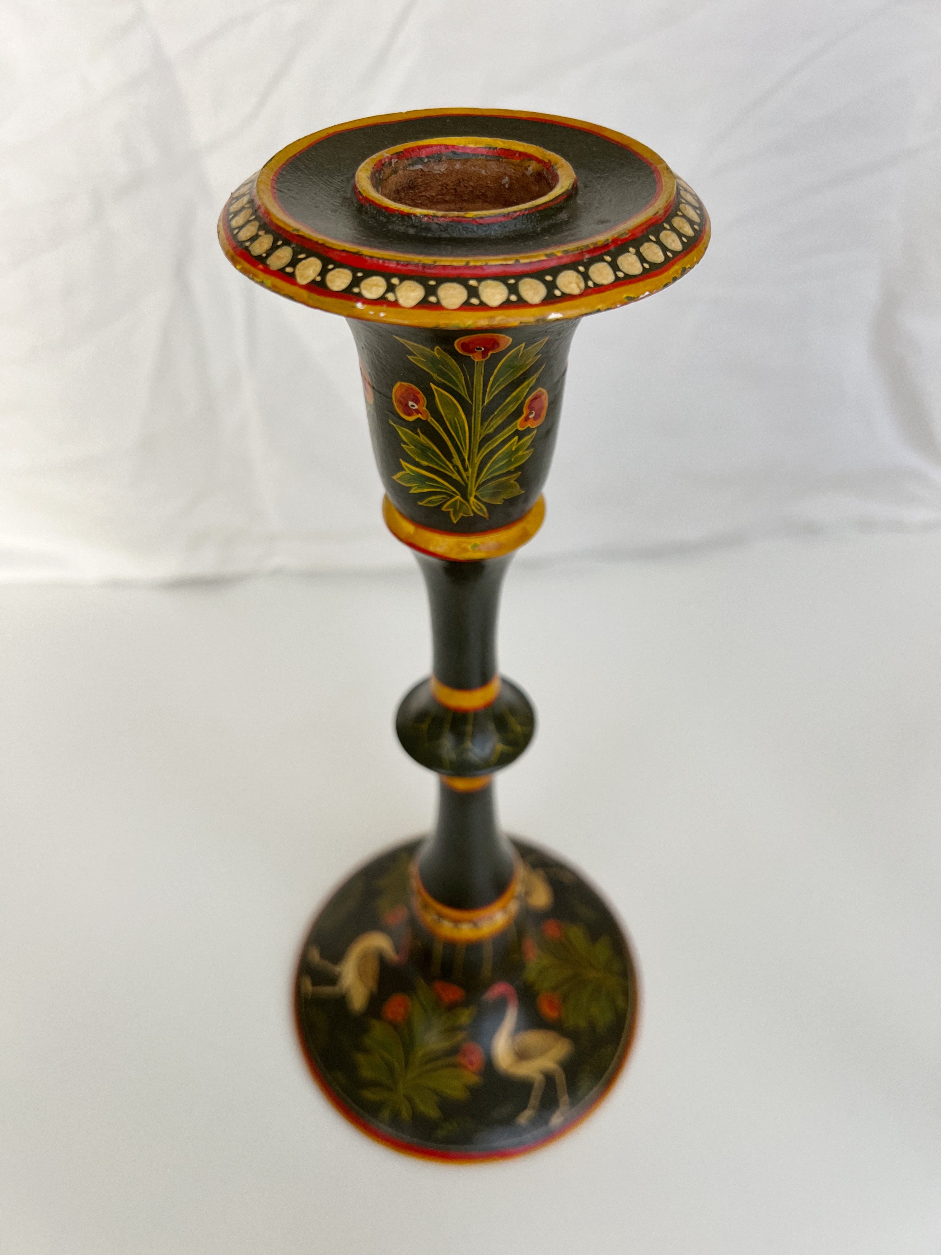 Vintage Folk Art Candlestick Holders