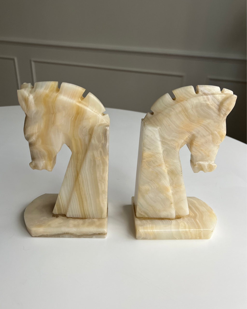 Vintage Onyx Horse Bookends