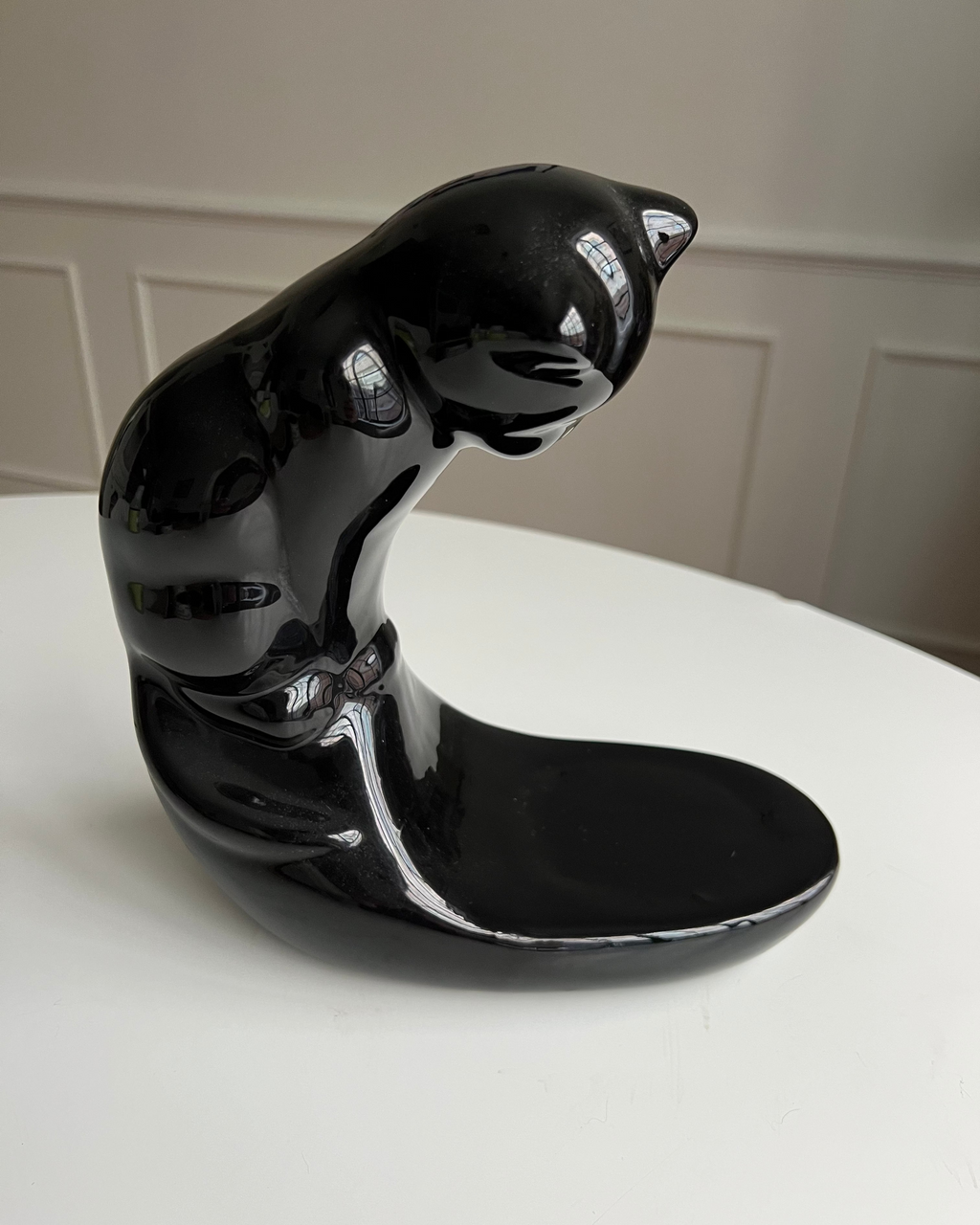 Vintage Ceramic Black Cat Stand