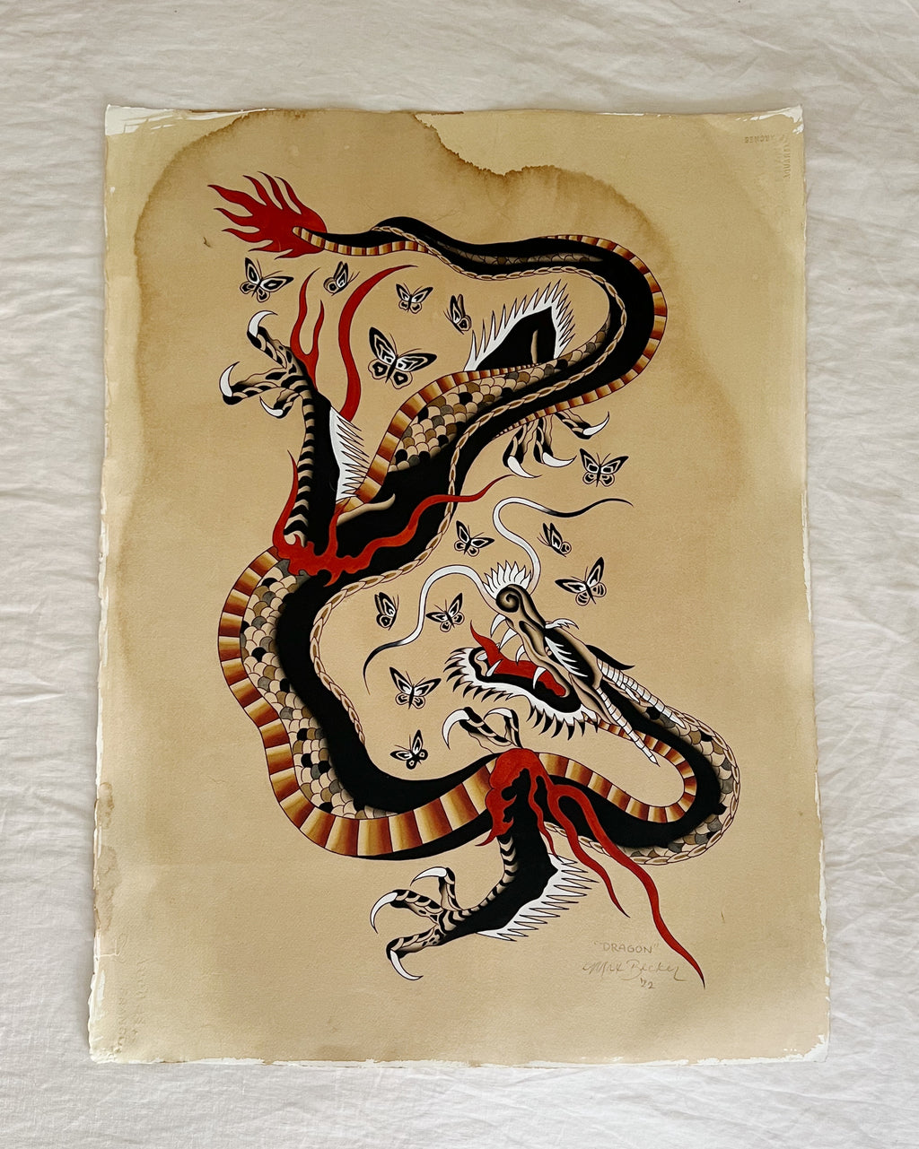 Dragon with Butterflies - Acrylic Painting