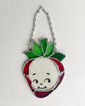 Strawberry Kewpie Stained Glass Suncatcher
