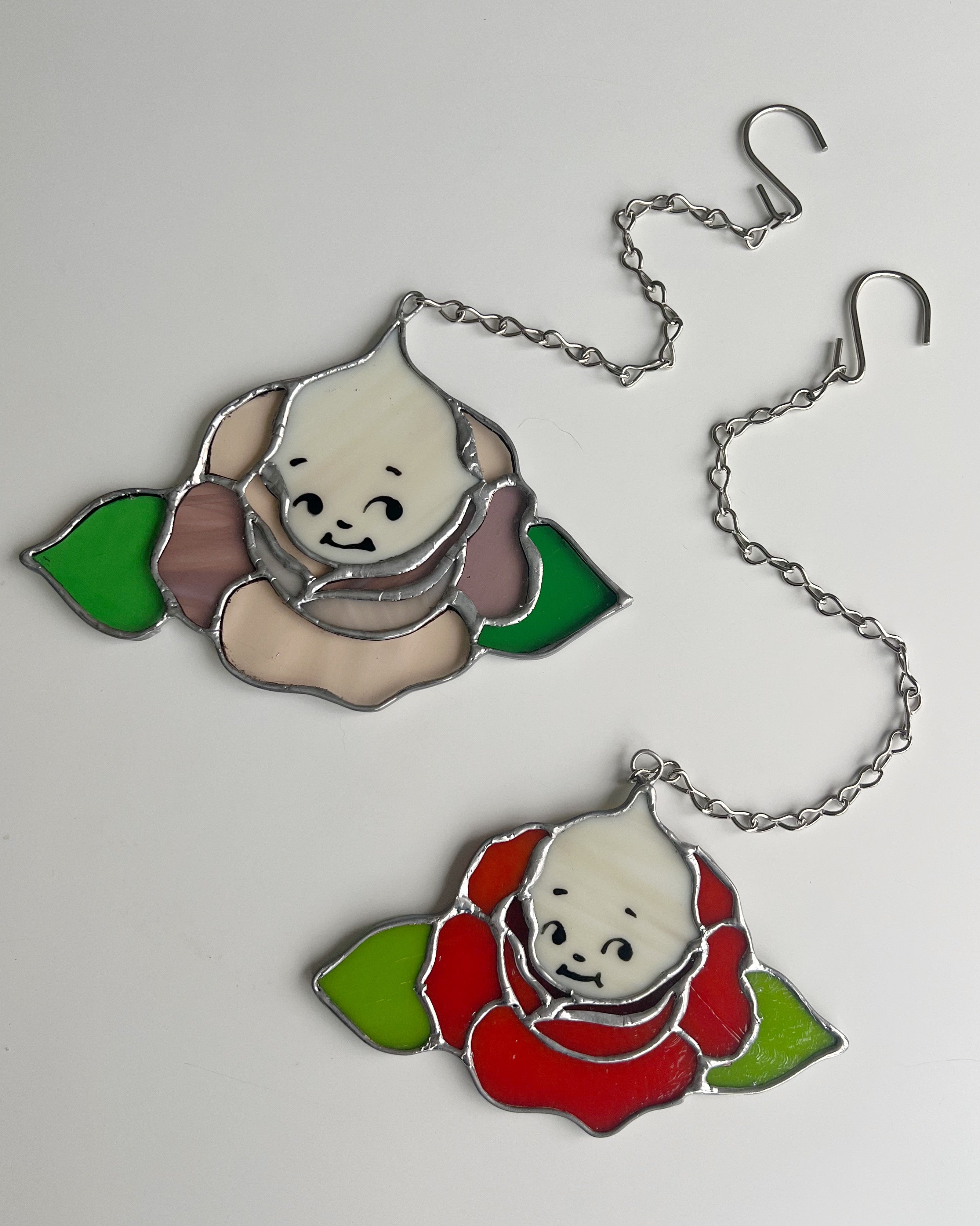 Rose Kewpie Stained Glass Suncatcher