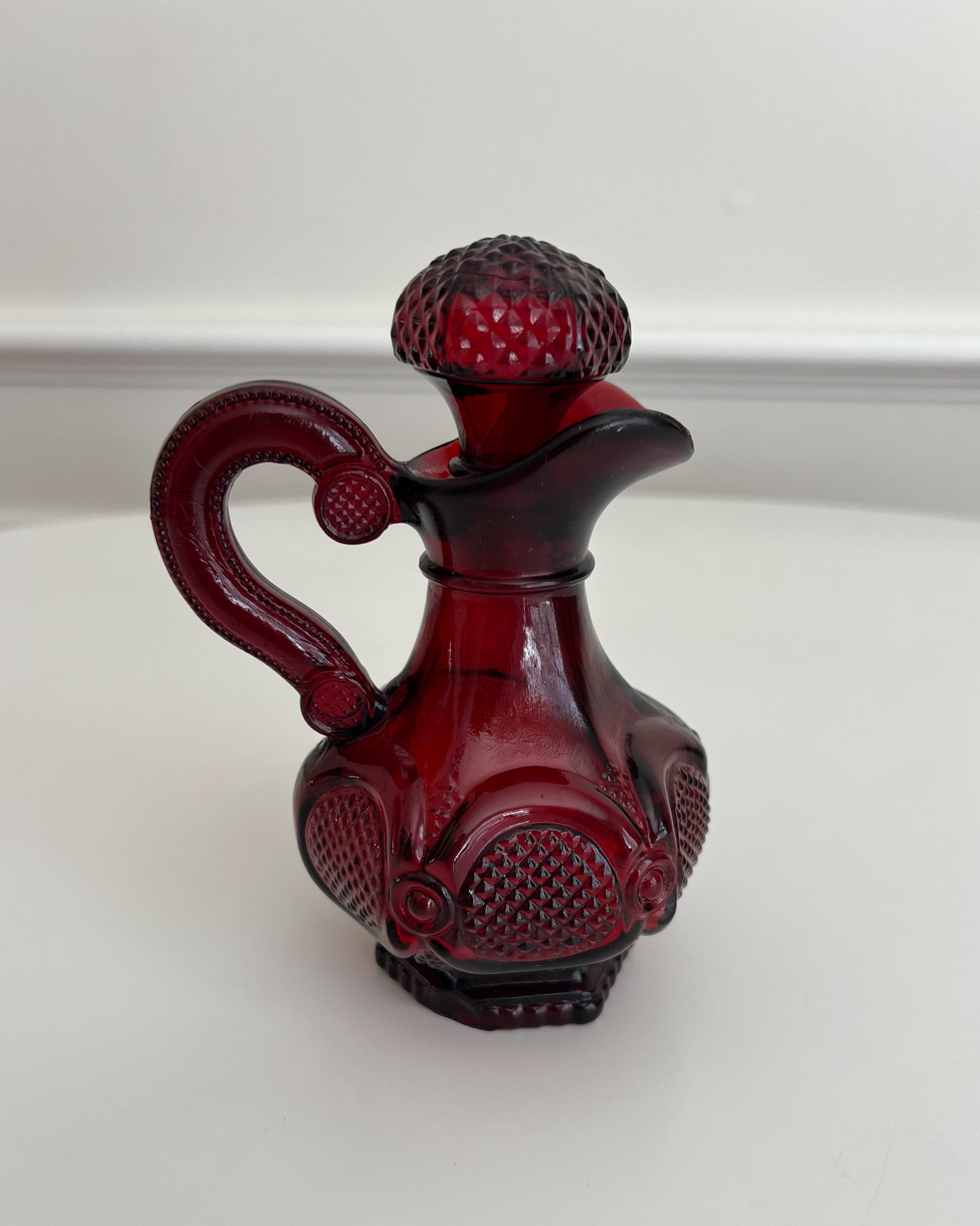 Vintage Ruby Red Glass Cruet Bottle