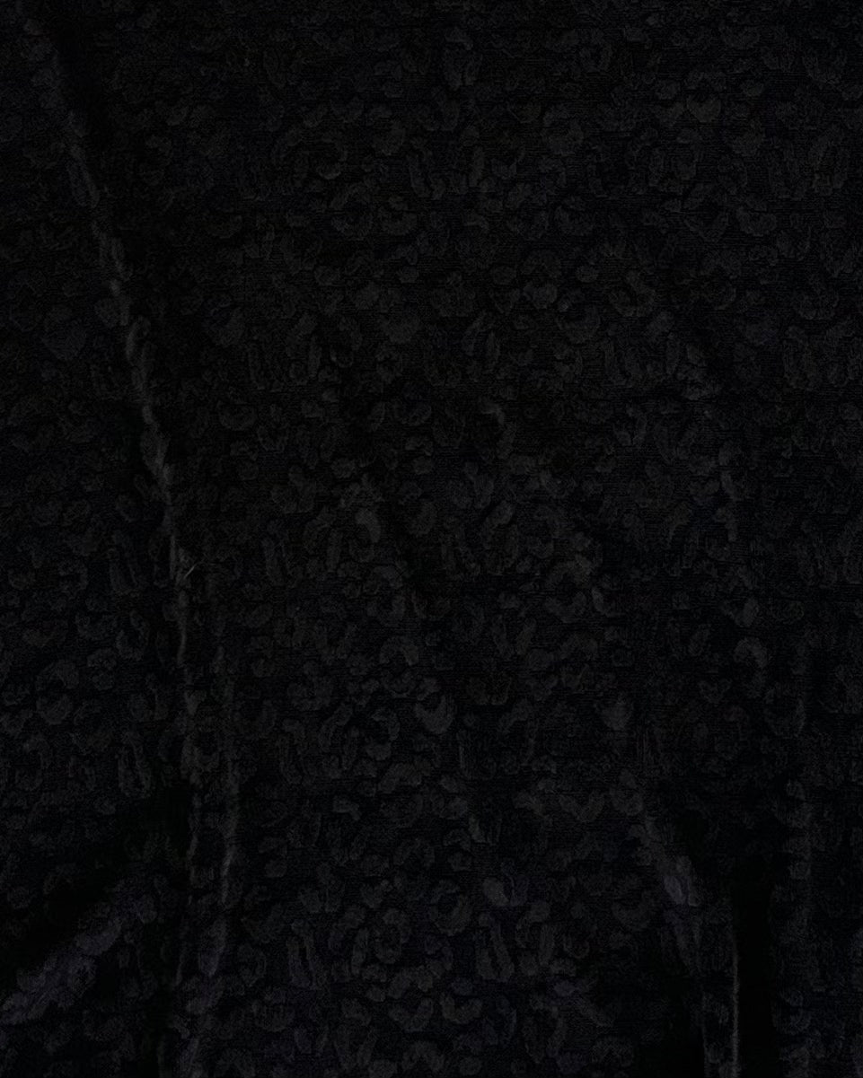 Vintage Black Leopard Print Midi Skirt