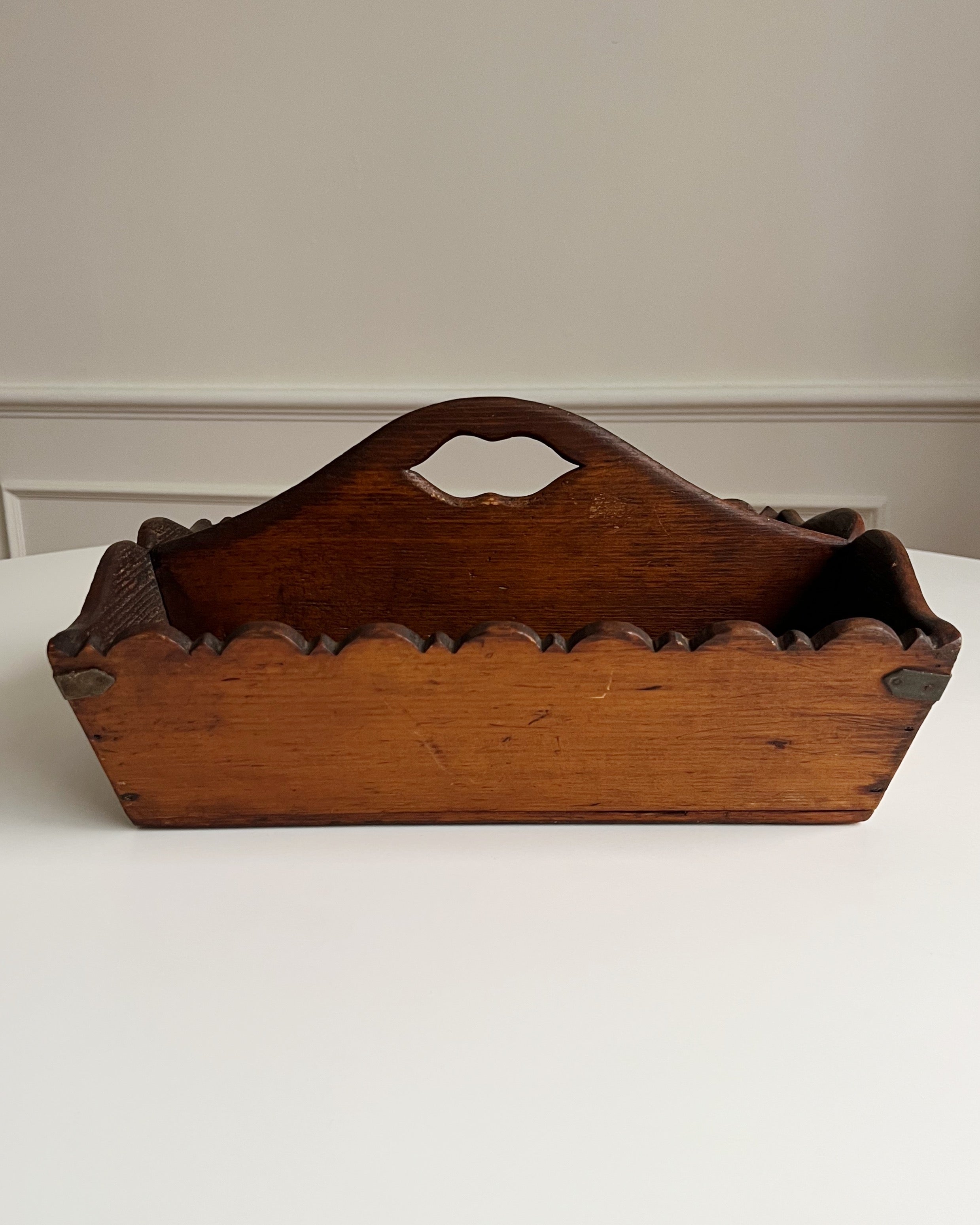 Vintage Hand Carved Wood Caddy