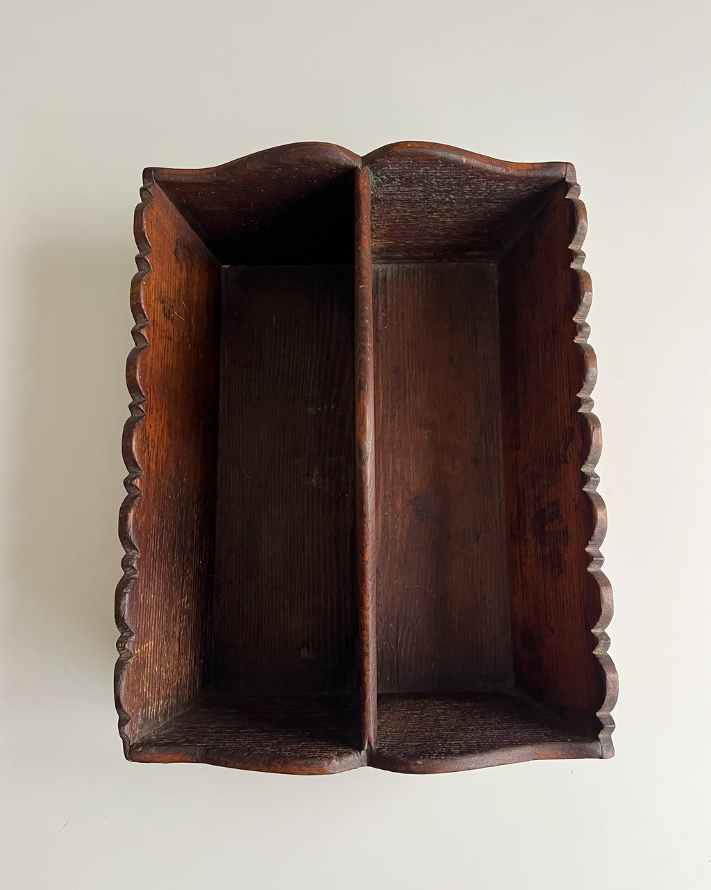 Vintage Hand Carved Wood Caddy
