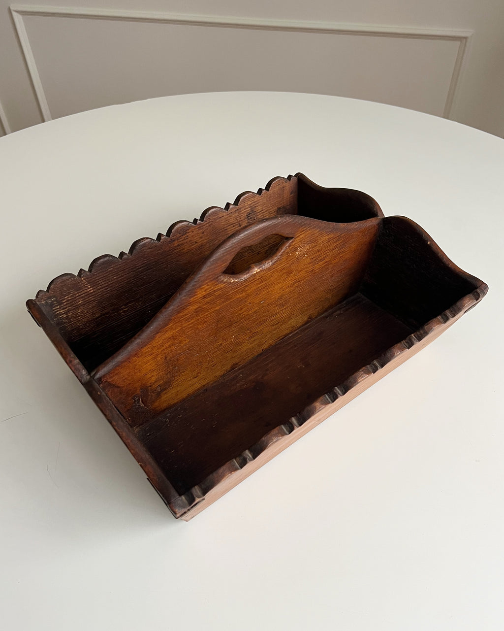 Vintage Hand Carved Wood Caddy