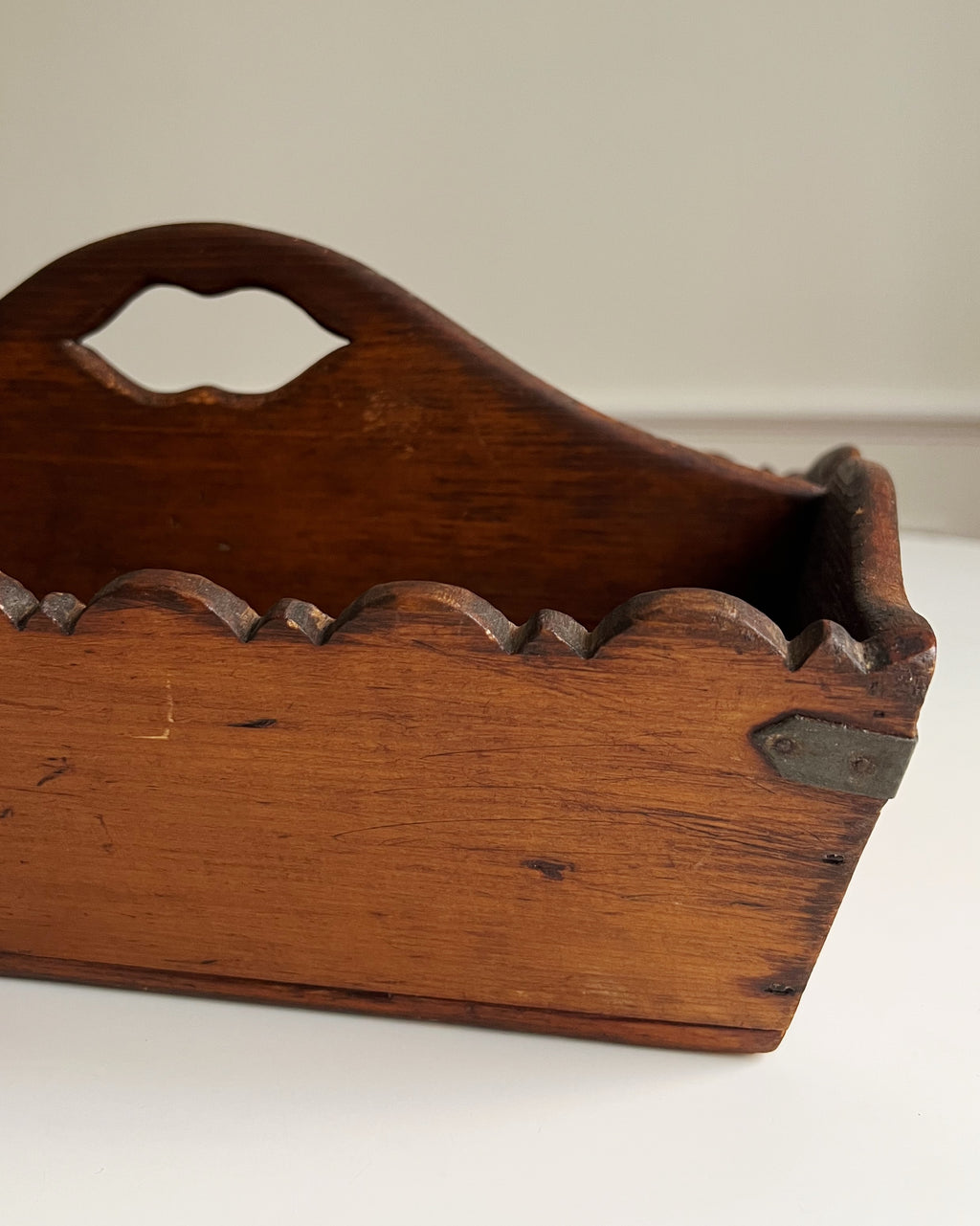 Vintage Hand Carved Wood Caddy