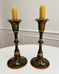 Vintage Folk Art Candlestick Holders