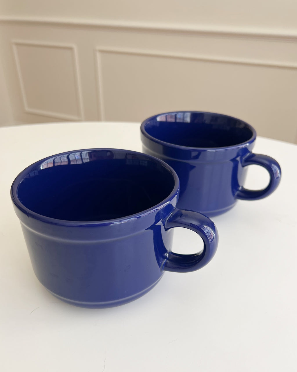 Vintage Cobalt Blue Cereal Mugs - Pair