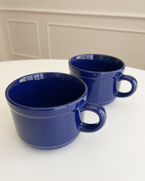 Vintage Cobalt Blue Cereal Mugs - Pair