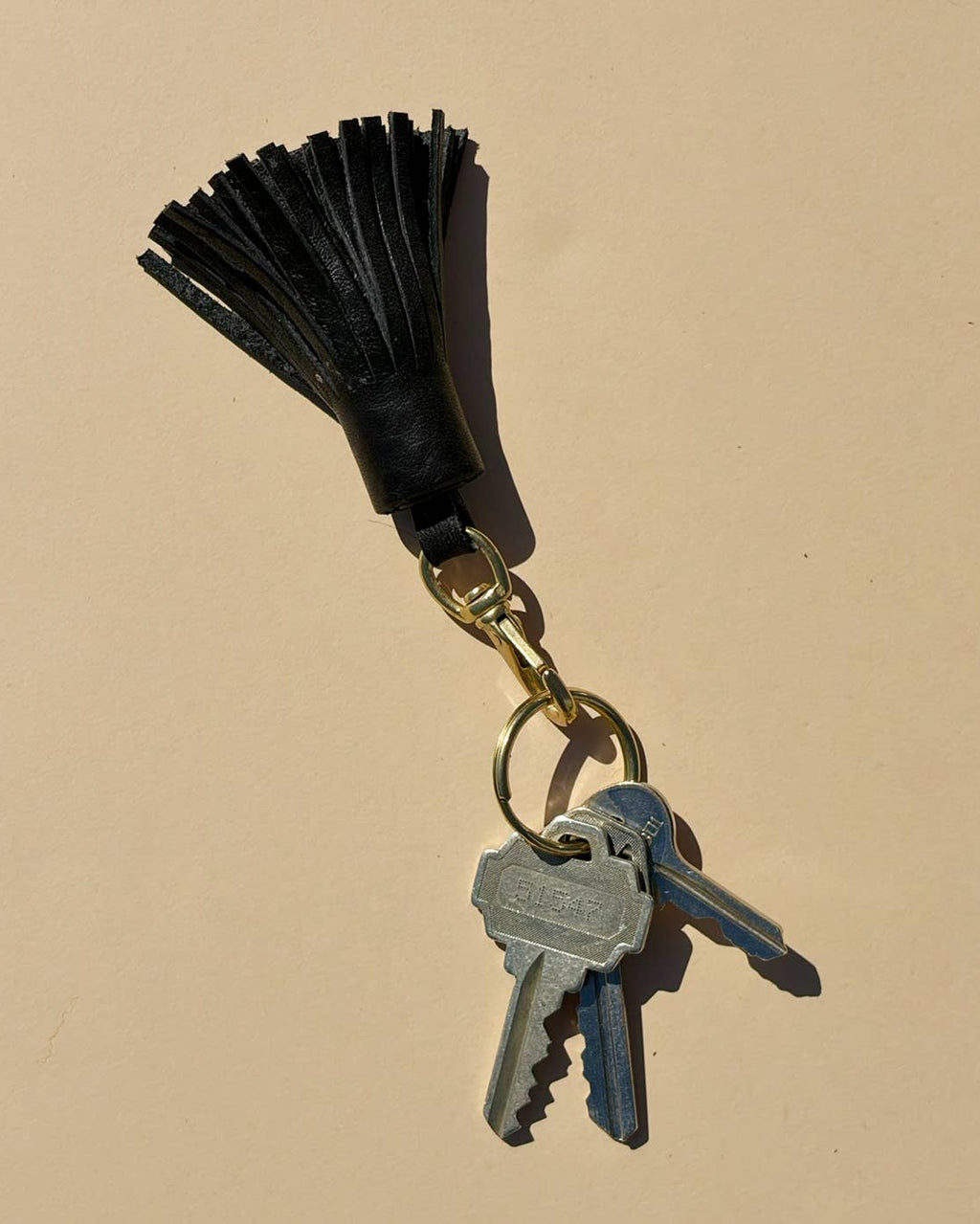 Tassel Keychain - black leather