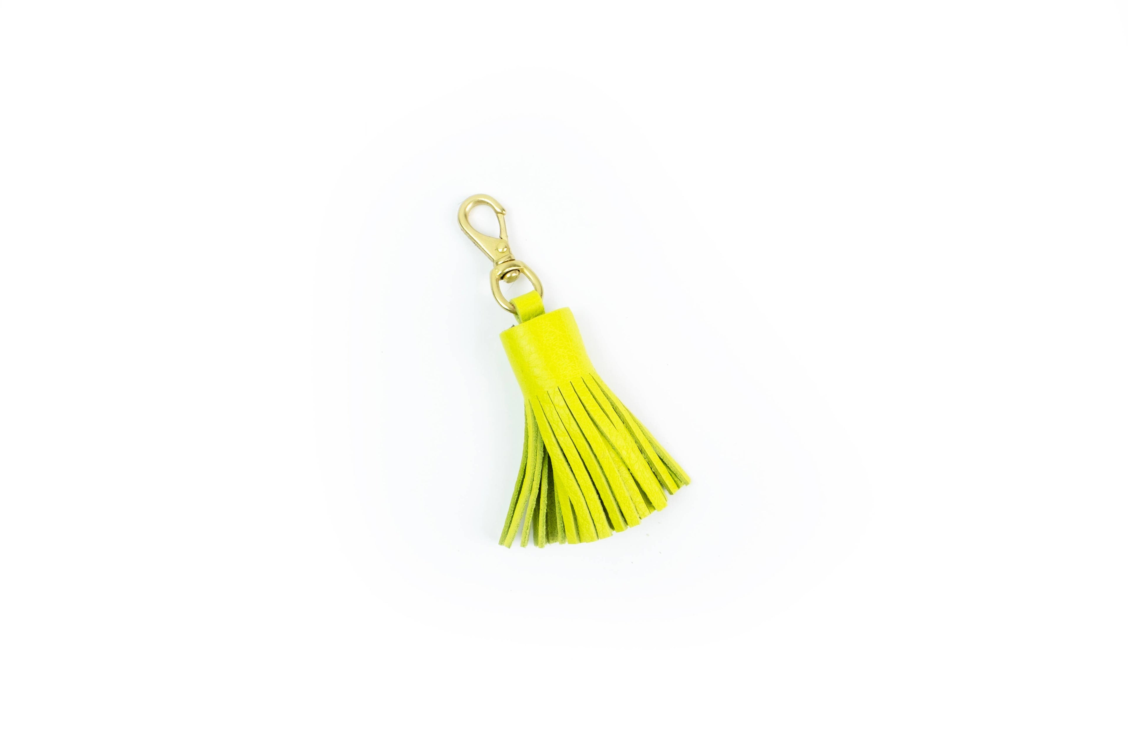 Tassel Keychain - chartreuse leather