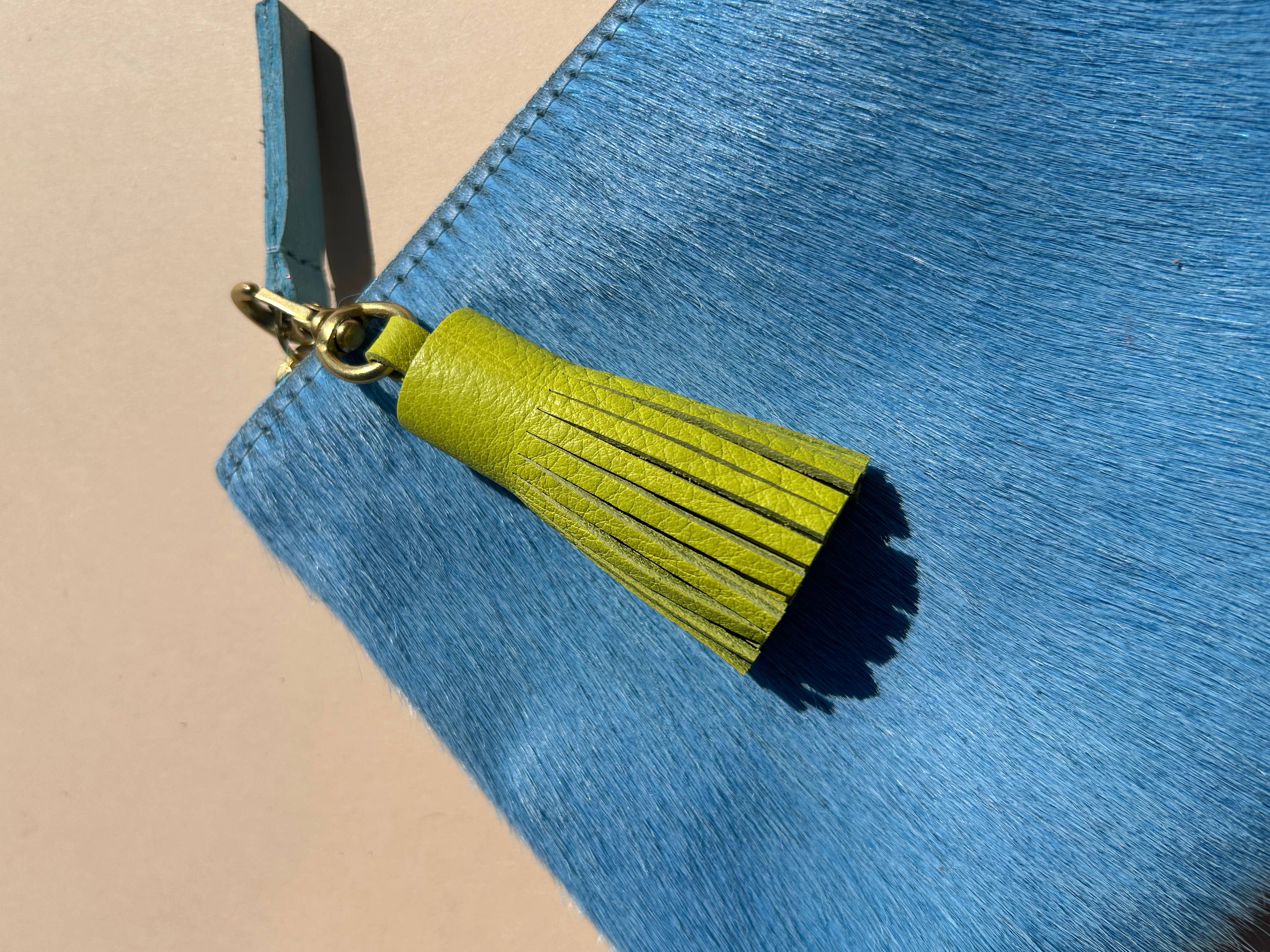 Tassel Keychain - chartreuse leather